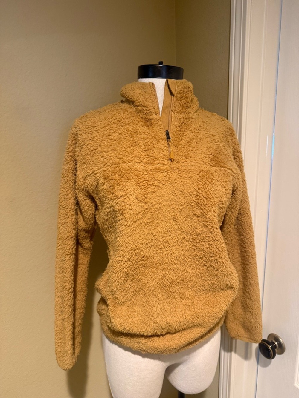 Eddie Bauer Camel Teddy Quarter-Zip Jacket